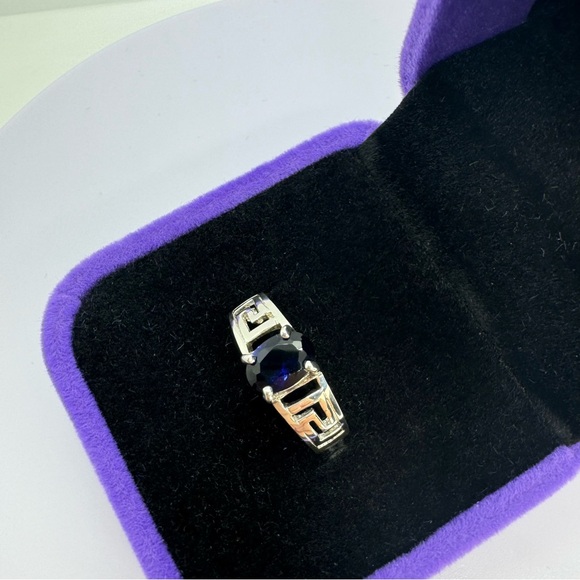 Sterling Silver Ring With Natural Midnight Blue Sapphire Gemstone - Picture 6 of 9